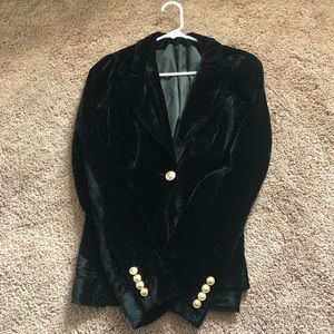 Black faux velvet blazer